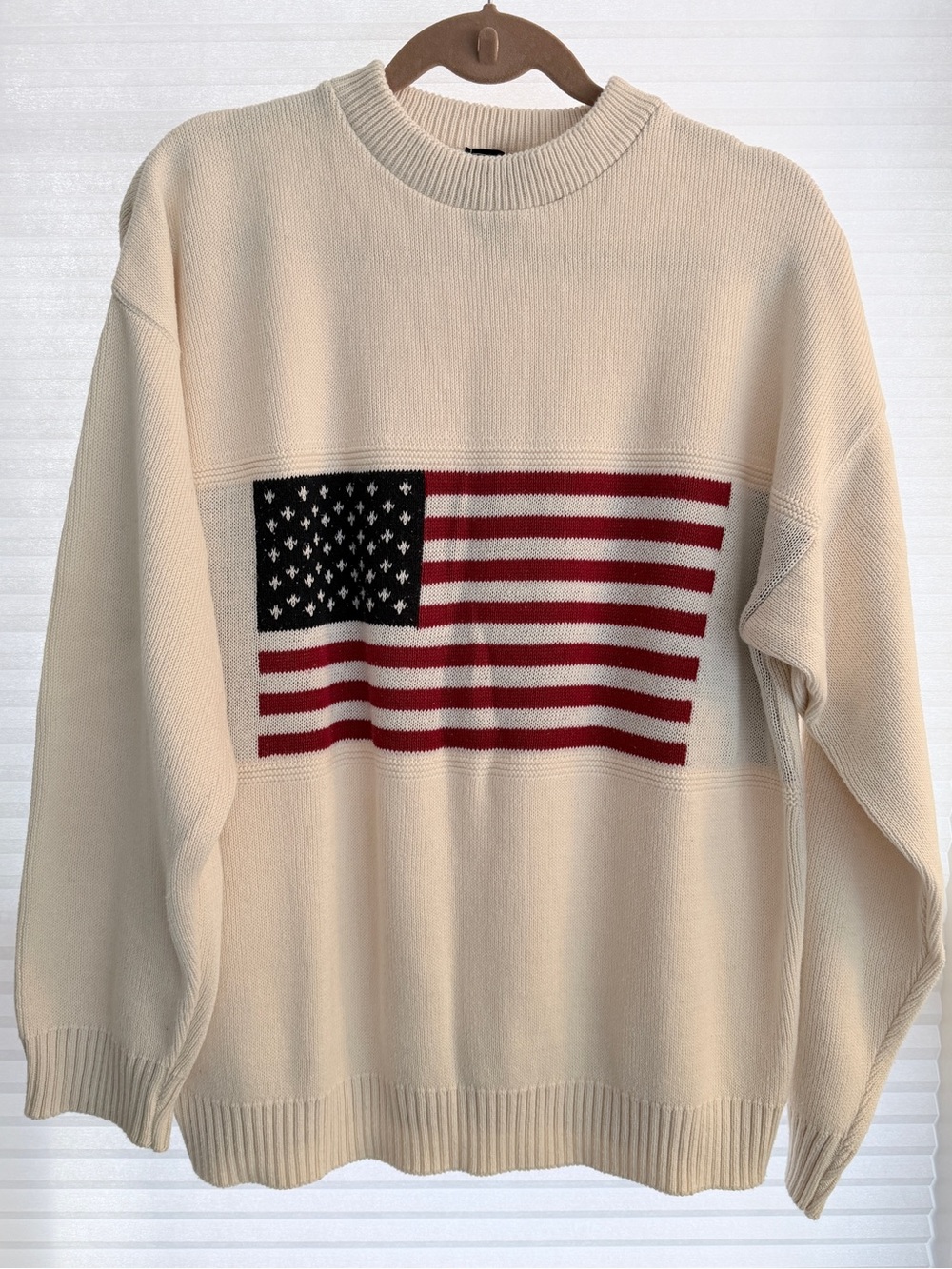 Vintage Crewneck Sweater with American Flag Motif